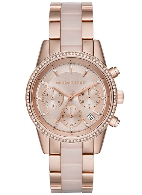 michael kors ritz rose gold tone chronograph ladies watch|ritz rose gold tone watch.